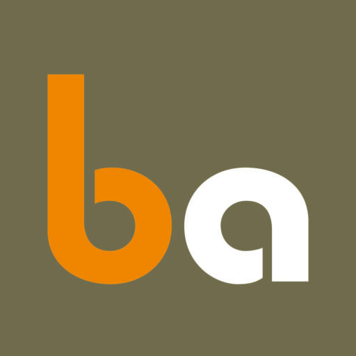 Bowman Architecture LLC square logo with graphic b in orange and a in white on a grey/brown background.